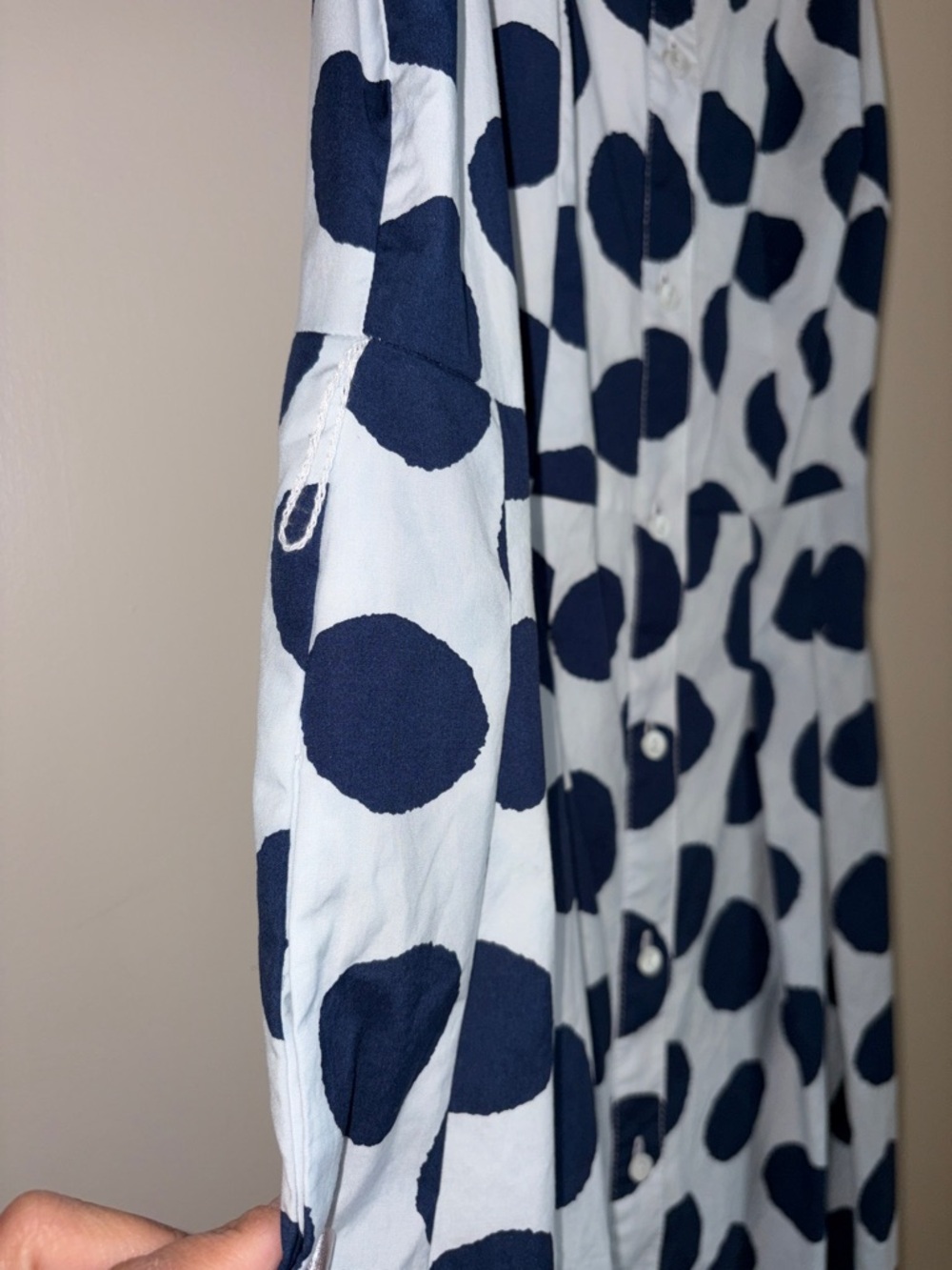 Talbots White Midi Dress with Navy Polka Dots - Picture 3 of 16